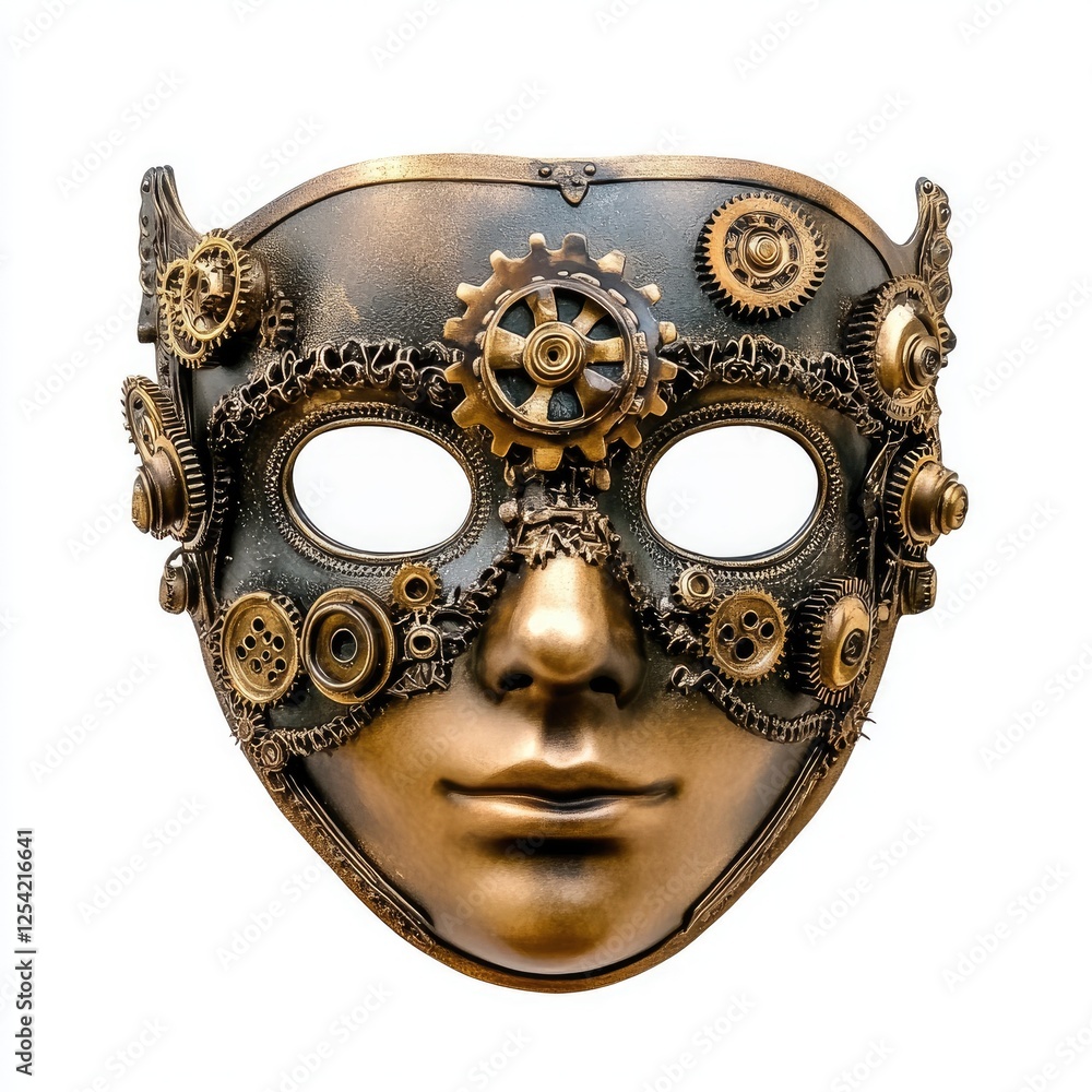 Steampunk Style Mask with Gears and Clockwork Details Steampunk Style Mask with Gears and Clockwork Details