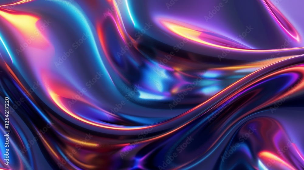 3D Cover. Abstract fluid iridescent holographic neon curved wave in motion colorful background 3D Cover. Abstract fluid iridescent holographic neon curved wave in motion colorful background