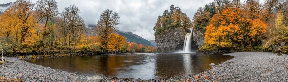 Autumn Waterfall in River Valley Autumn Waterfall in River Valley
