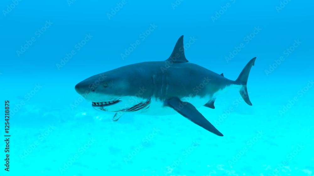 Fototapeta premium ホホジロザメ 3DCGレンダリング