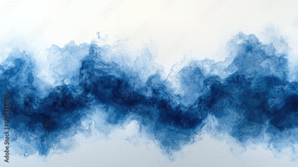 An abstract representation of swirling blue smoke or fog against a white background. An abstract representation of swirling blue smoke or fog against a white background.