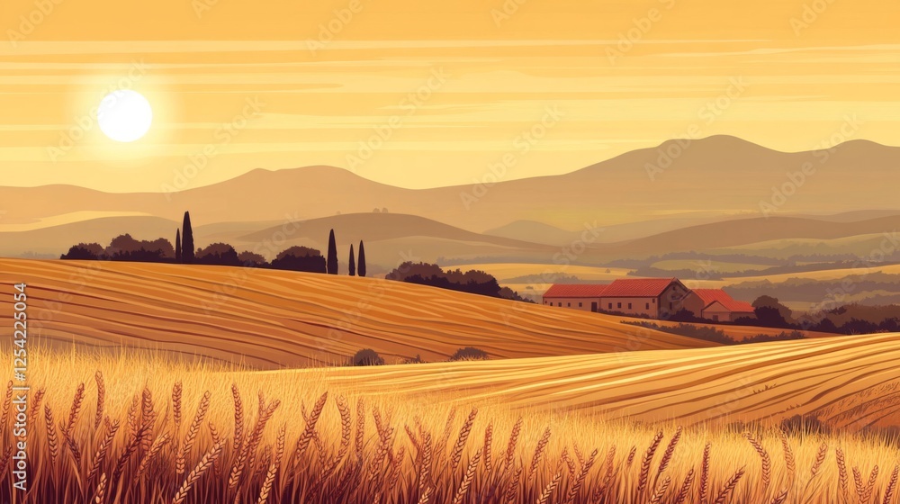 Fototapeta premium Pixelated Italian Sunset Landscape
