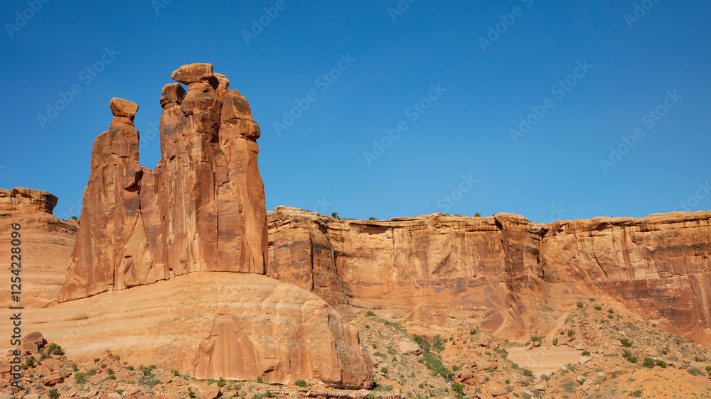 Views of the rock monuments found along Park Avenue in Arches National Park Views of the rock monuments found along Park Avenue in Arches National Park
