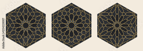 Elements of arabian seamless pattern in authentic style.