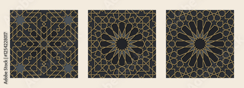 Elements of arabian seamless pattern in authentic style.