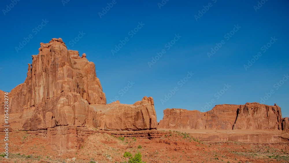 Fototapeta premium Views of the rock monuments found along Park Avenue in Arches National Park