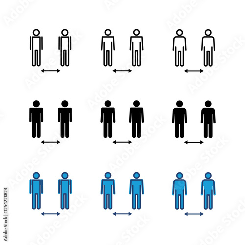 Social distance icon set. social distancing icon. self quarantine sign