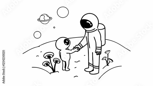 Friendly Alien Encounter on a Distant Planet