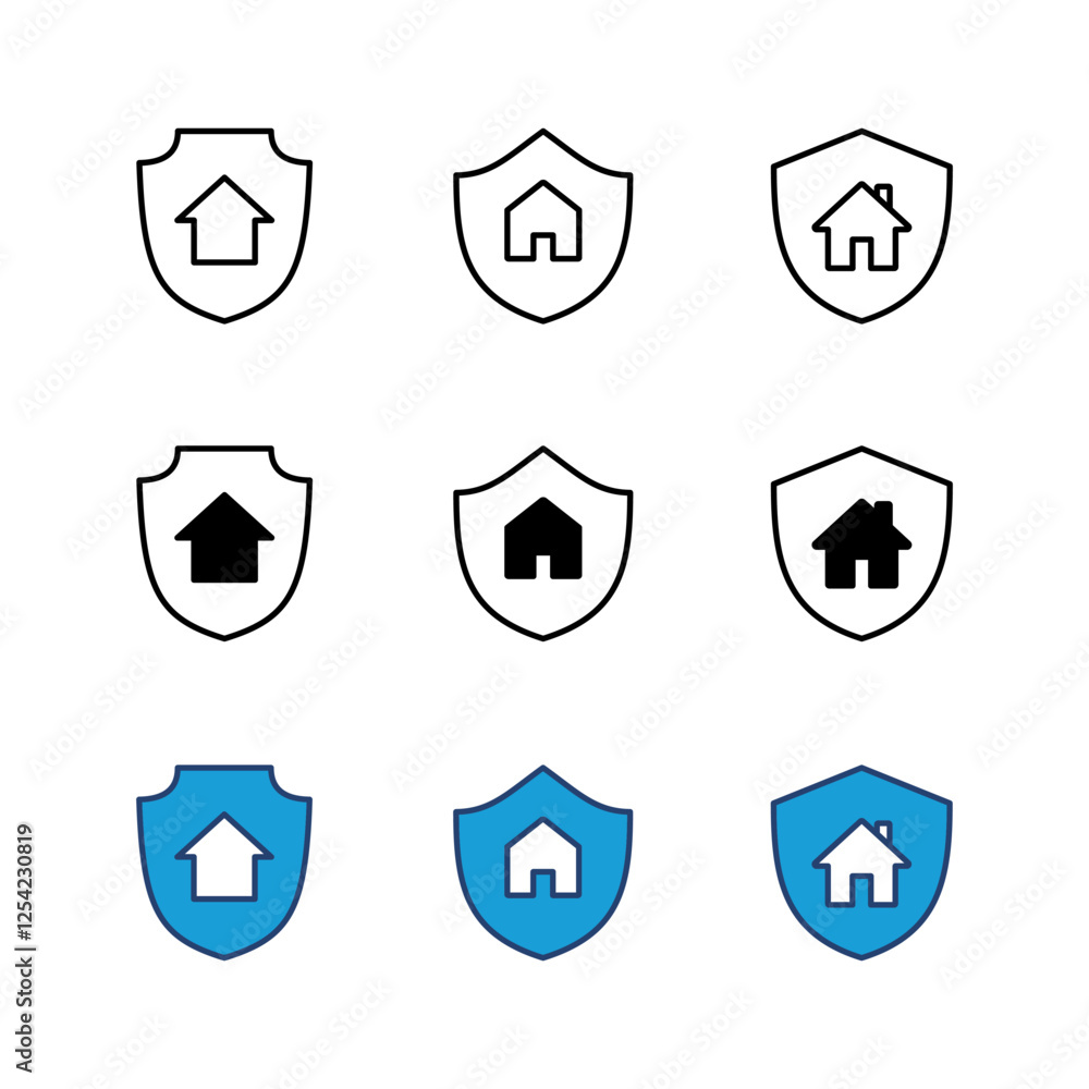 Home insurance icon set. home protection icon Home insurance icon set. home protection icon