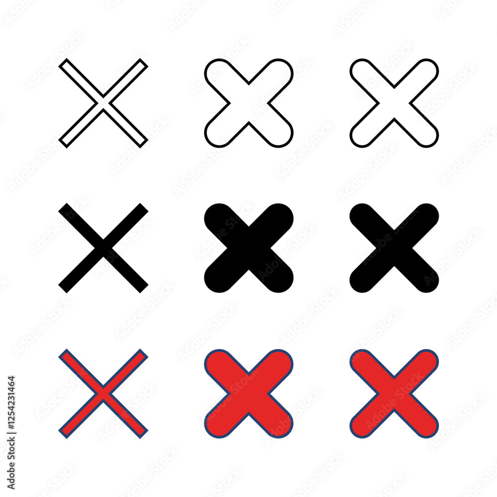 Obraz premium Close icon set. Delete icon vector. cross sign