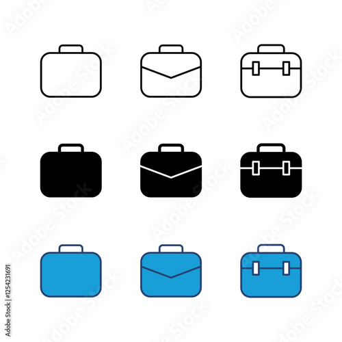 Briefcase icon set. suitcase icon. luggage symbol.