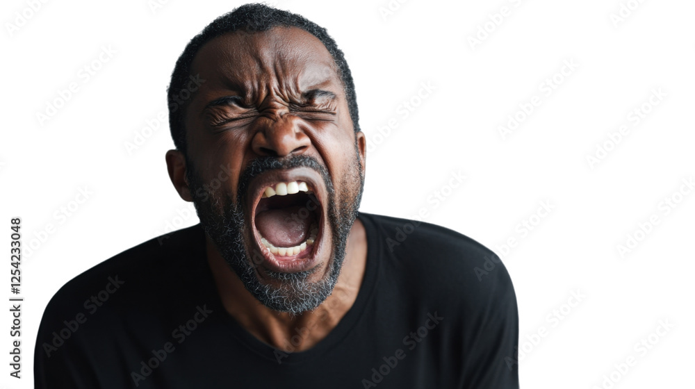 Angry man shouting with transparent background Angry man shouting with transparent background