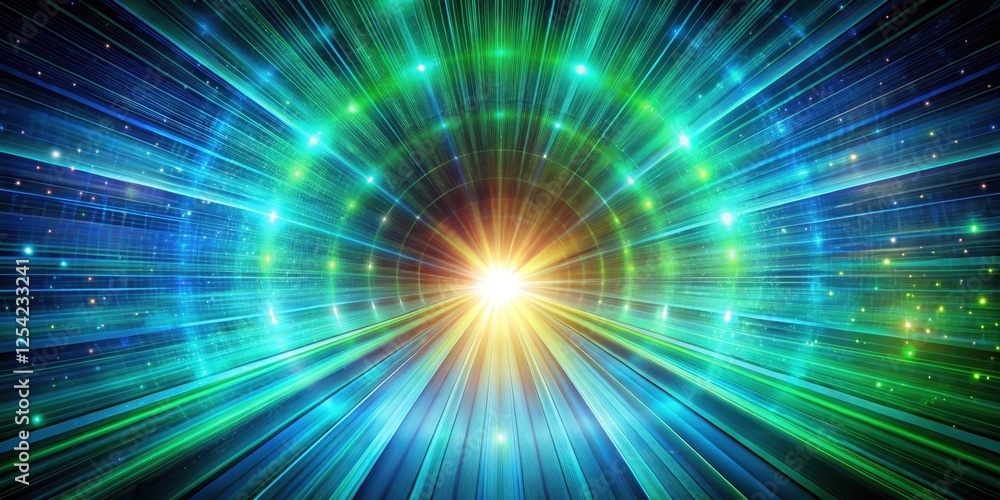 A tunnel's speed is illuminated by a vibrant abstract background with a blue and green starburst effect , background, tunnel, background A tunnel's speed is illuminated by a vibrant abstract background with a blue and green starburst effect , background, tunnel, background