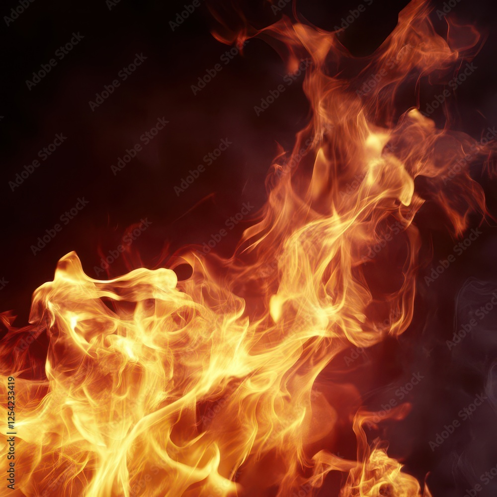 Fototapeta premium Fire Isolated on Dark Background, High-Resolution Stock Image for Creative Projects