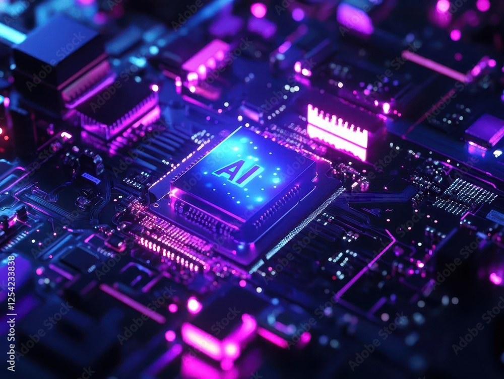 Futuristic Computer Processor Microchip Symbolizing Artificial Intelligence Technology Innovation Futuristic Computer Processor Microchip Symbolizing Artificial Intelligence Technology Innovation
