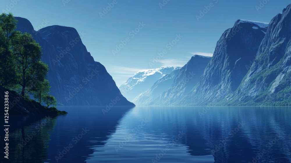 Peaceful Fjord Landscape With Reflection Peaceful Fjord Landscape With Reflection