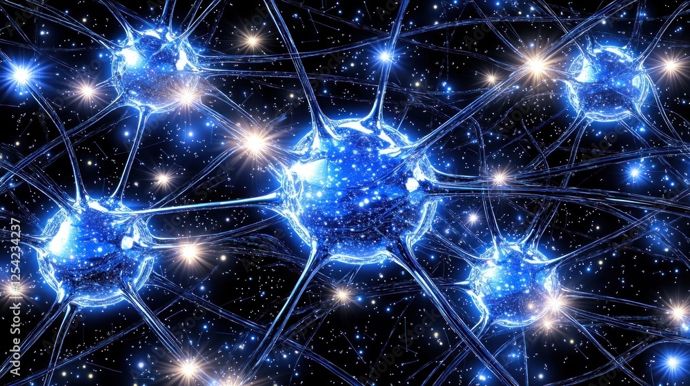 Fototapeta premium Neural Network, Space, Connection, Brain Function, Scientific