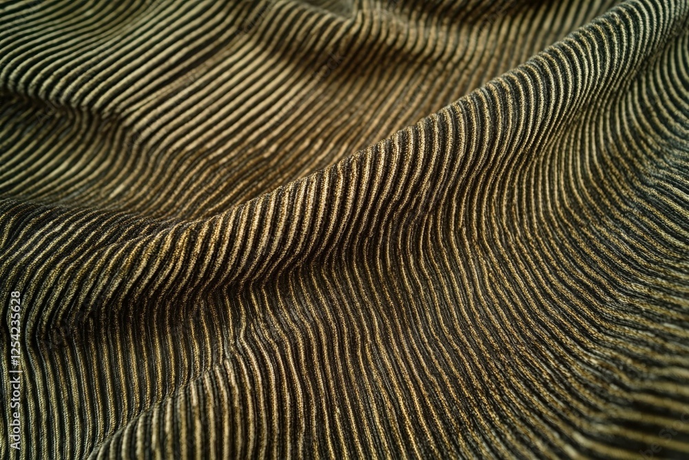 Green brown corduroy surface texture. Elegant background with space for design. Natural cotton ribbed fabric. Durable cloth. Dark golden olive color. Green brown corduroy surface texture. Elegant background with space for design. Natural cotton ribbed fabric. Durable cloth. Dark golden olive color.