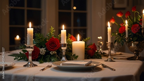 Wallpaper Mural A romantic candlelit dinner scene with a gift placed on the table Torontodigital.ca