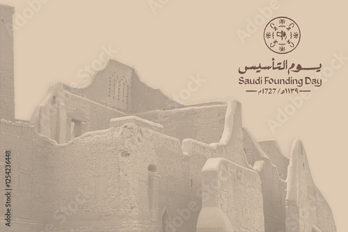 Saudi Founding Day, set of colored backgrounds for social media designs