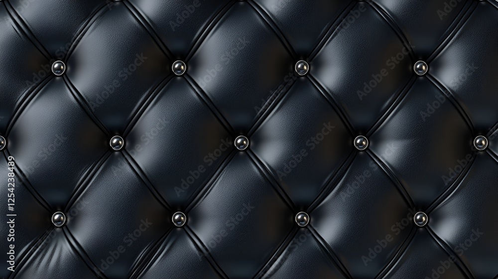 Naklejka premium Black leather tufted upholstery texture background