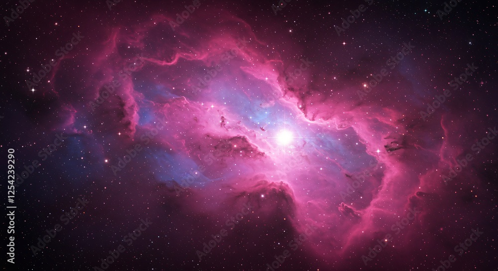 Obraz premium Cosmic nebula-inspired textures with vibrant colors and glowing stars