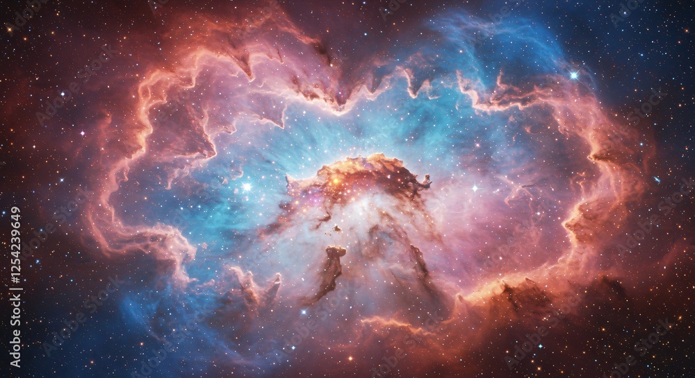 Fototapeta premium Cosmic nebula-inspired textures with vibrant colors and glowing stars