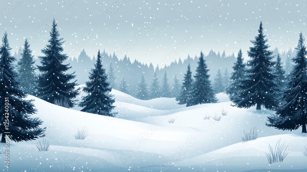 Fototapeta premium Pixel Art Snowy Forest Landscape