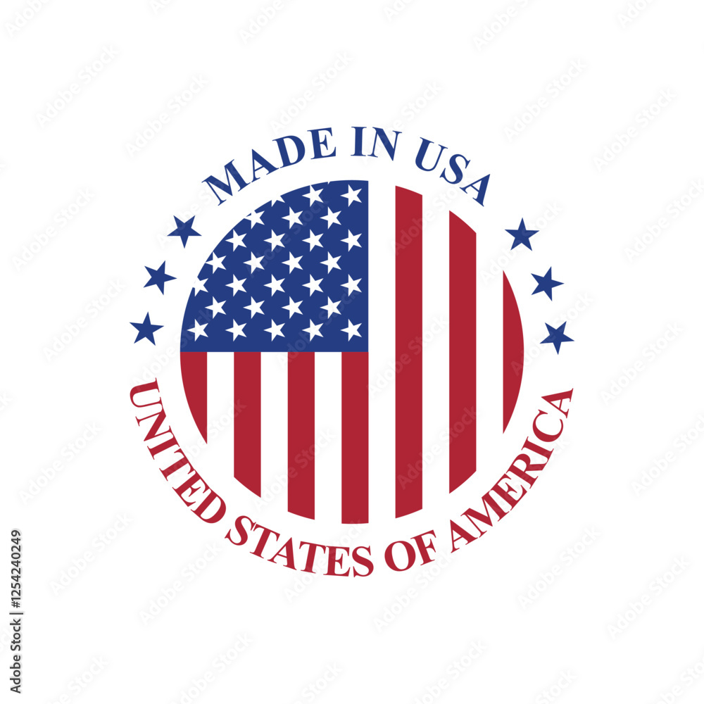 made in usa stamp circle logo vector design with vertical united states flag element made in usa stamp circle logo vector design with vertical united states flag element