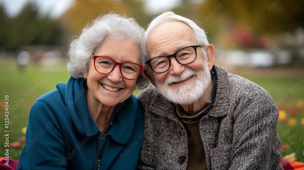 Happy elderly couple smiling together in park, enjoying life. Happy elderly couple smiling together in park, enjoying life.