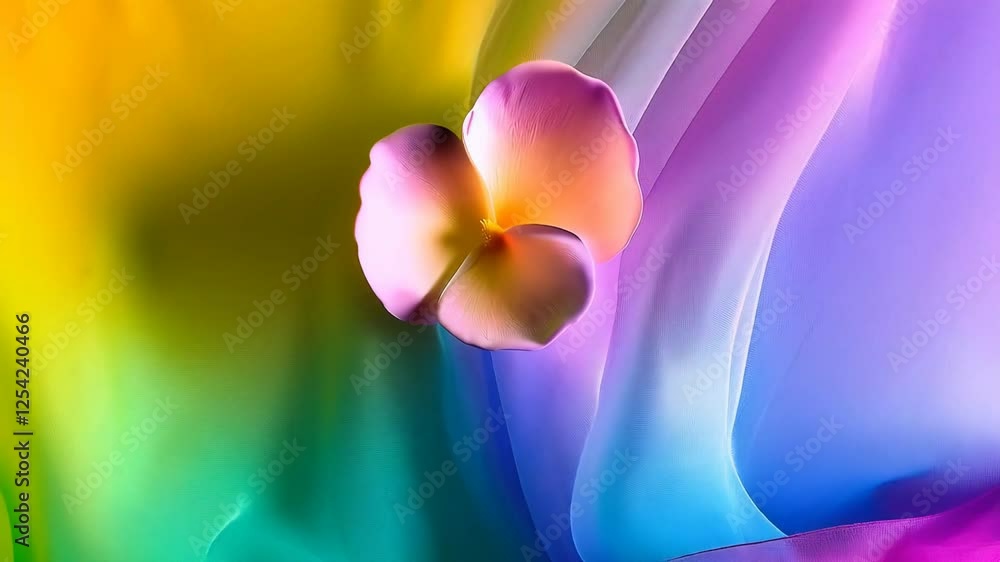 Floral Abstract with Vibrant Colors: Dreamy pastel hues a soft petal unfurls against a rainbow gradient