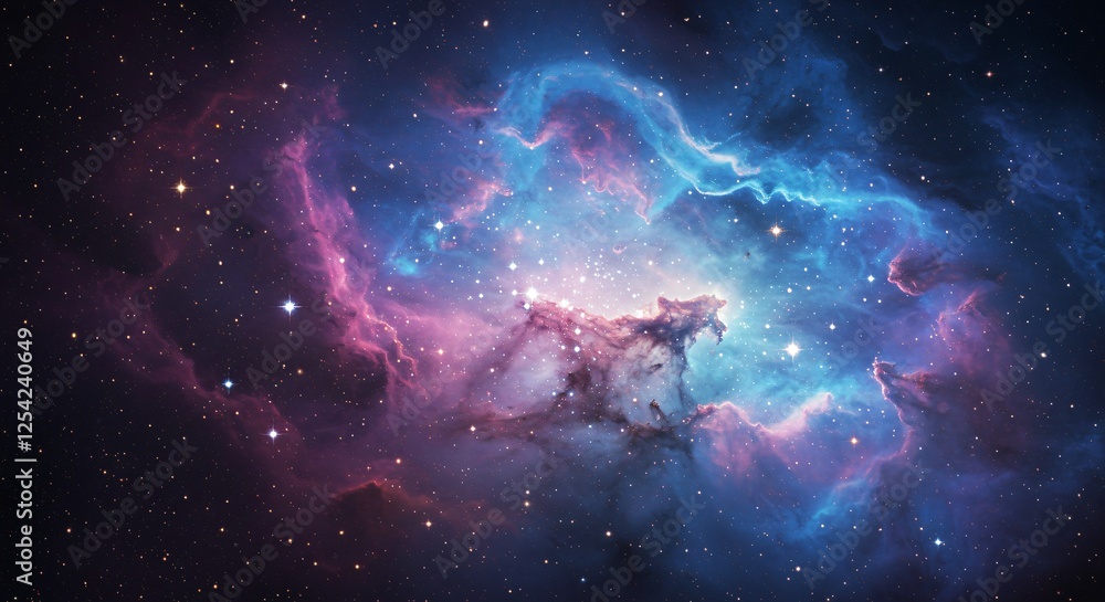 Cosmic nebula-inspired textures with vibrant colors and glowing stars