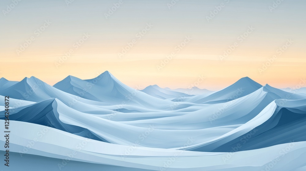 Pixelated Snowy Desert Mountains at Sunrise Pixelated Snowy Desert Mountains at Sunrise