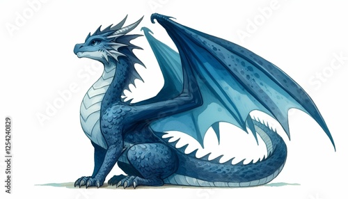 blue dragon on white background