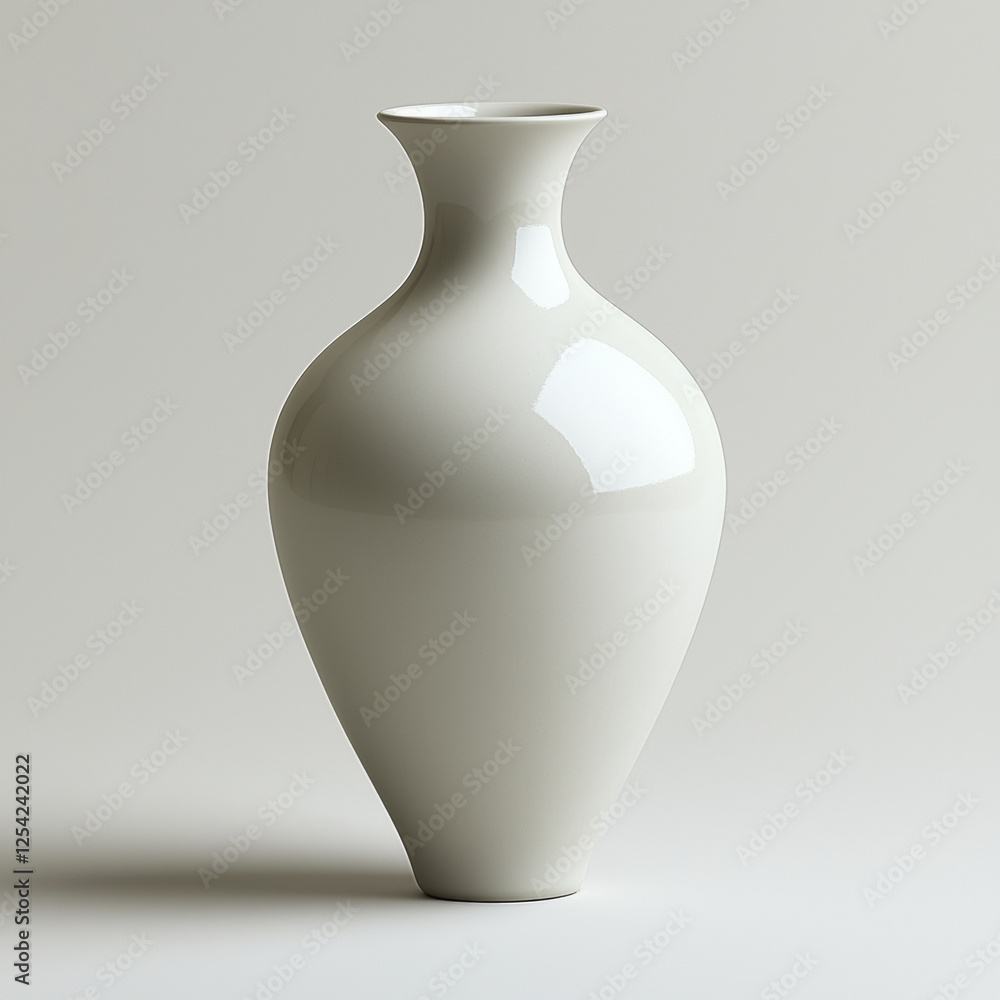 Minimalistic ceramic vase with matte white finish, featuring smooth and elegant design.