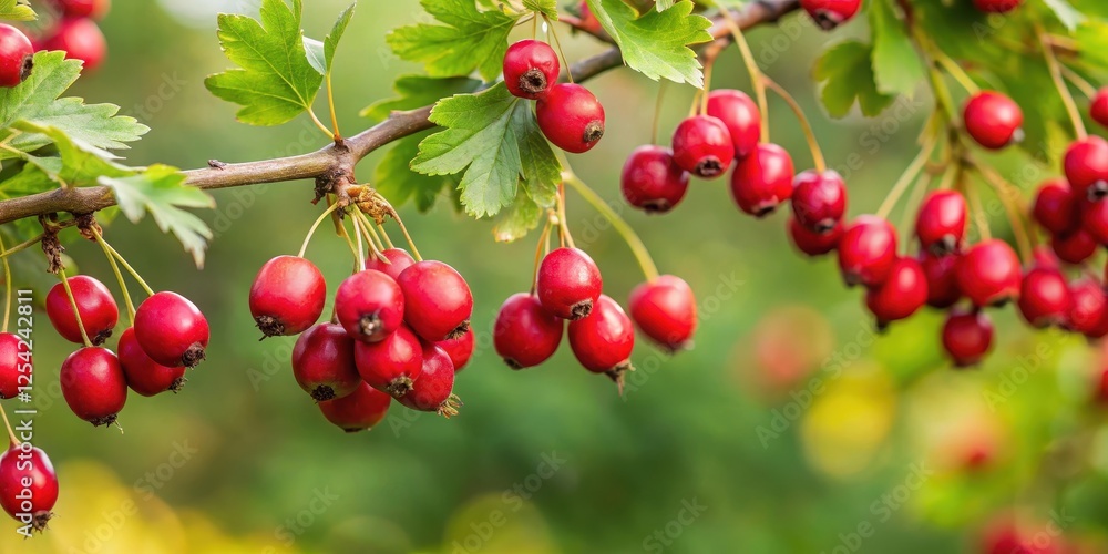 Hawthorn branch with ripe red berries hanging down, foliage, harvest, foliage, harvest, forest, fall, branch, fruit Hawthorn branch with ripe red berries hanging down, foliage, harvest, foliage, harvest, forest, fall, branch, fruit
