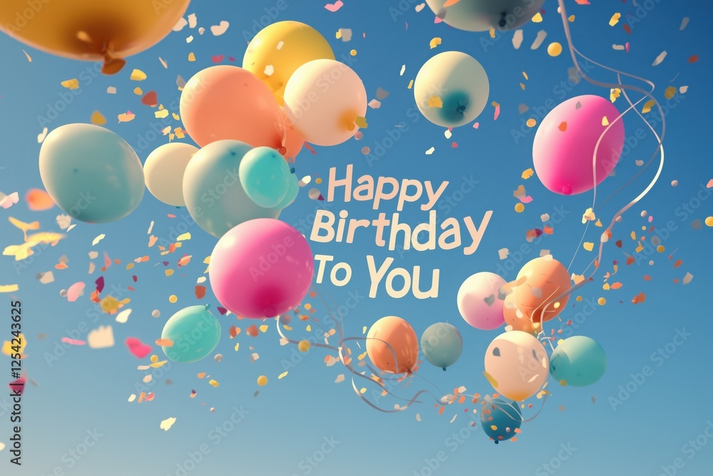 Fototapeta premium Happy Birthday post message celebration card template
