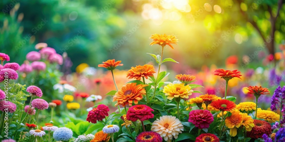 Vibrant flowers blooming in a lush garden, surrounded by greenery and colorful foliage , floral photography, floral arrangement Vibrant flowers blooming in a lush garden, surrounded by greenery and colorful foliage , floral photography, floral arrangement