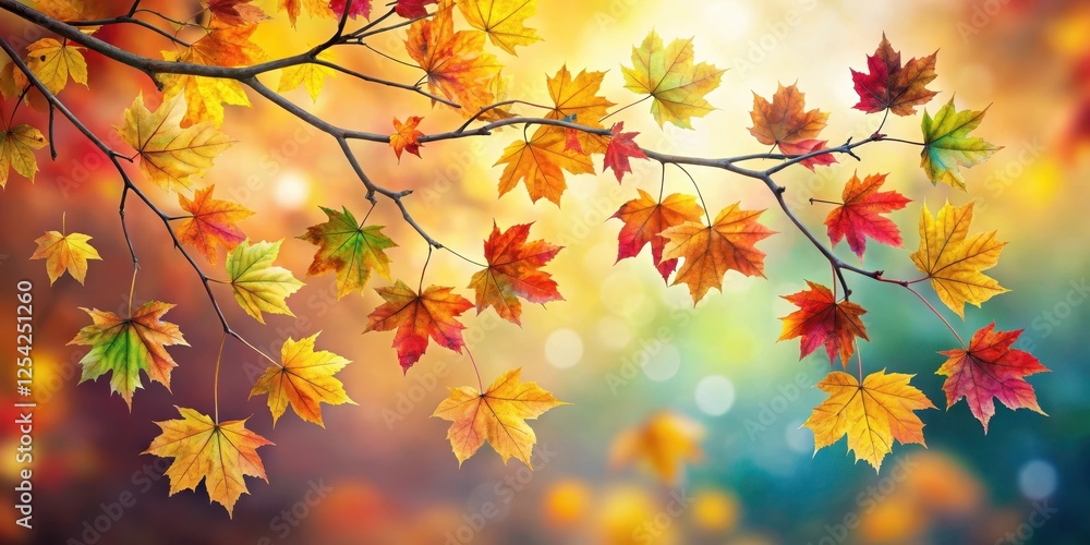 Autumnal tree branch with colorful bright leaves swinging in the wind Autumnal tree branch with colorful bright leaves swinging in the wind