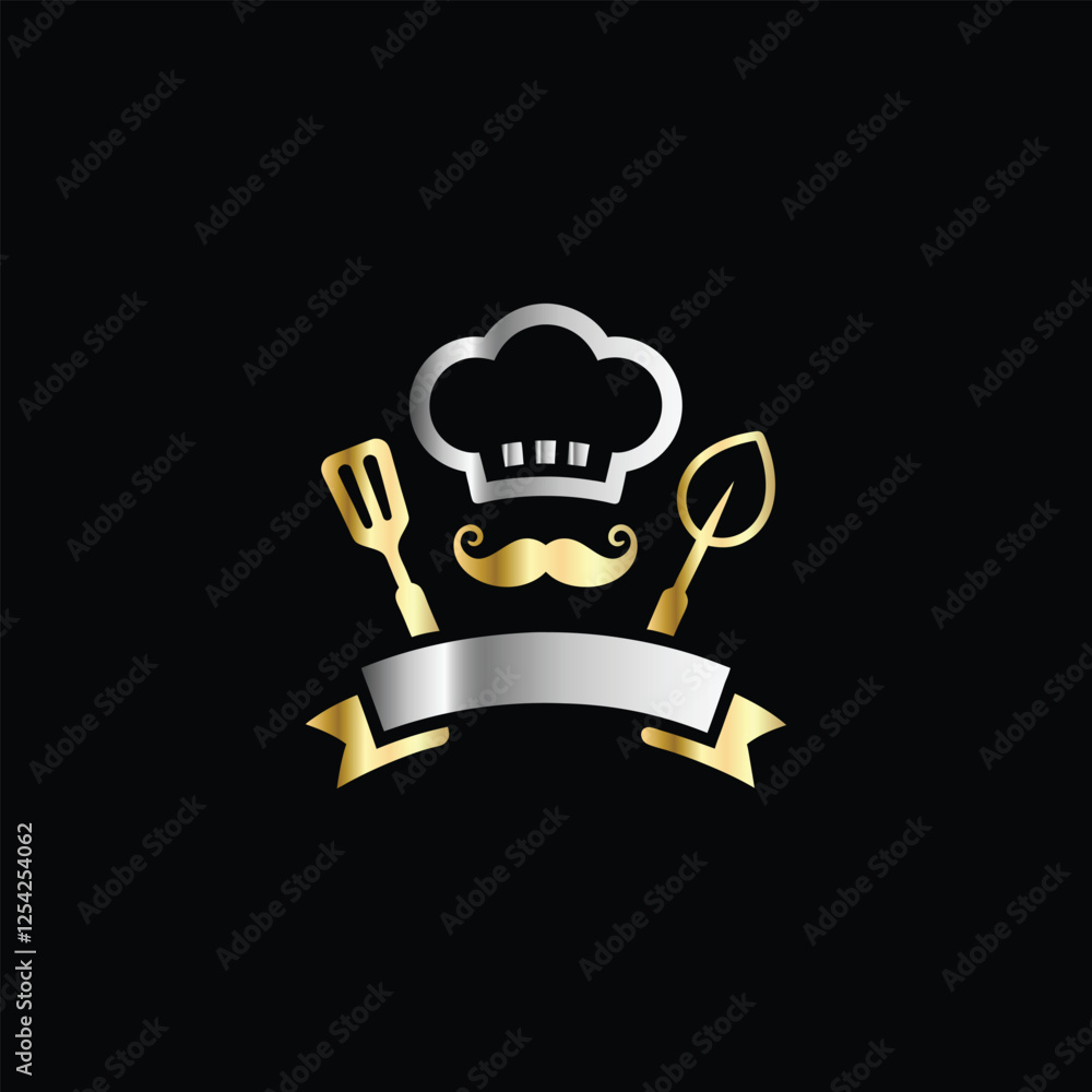Luxury restaurant emblem with crown, fork and spoon. Vector illustration. Luxury restaurant emblem with crown, fork and spoon. Vector illustration.