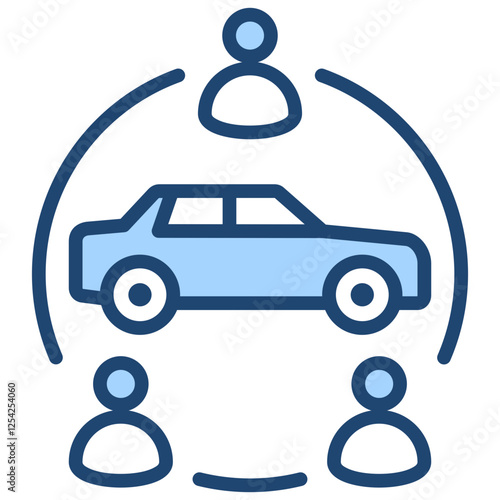 Car Sharing Blue Icon