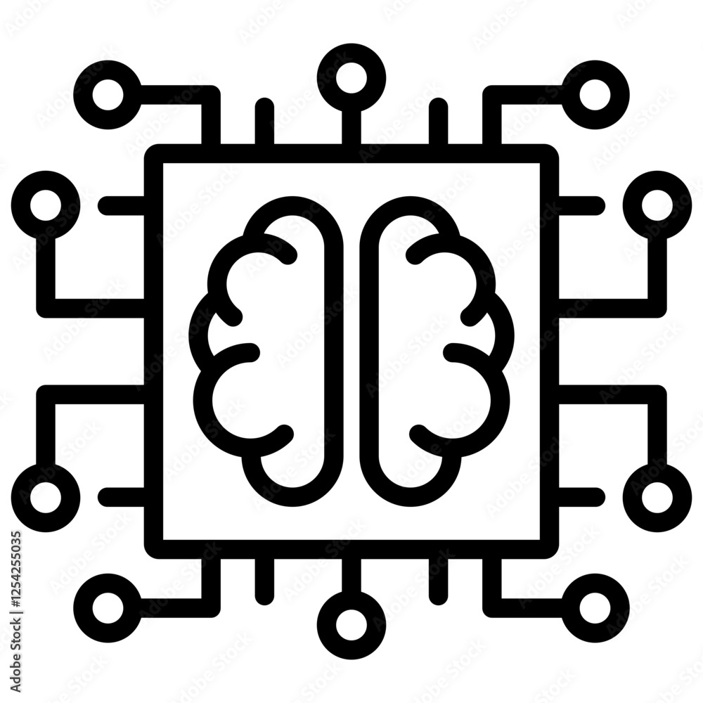 Machine Learning Outline Icon Machine Learning Outline Icon