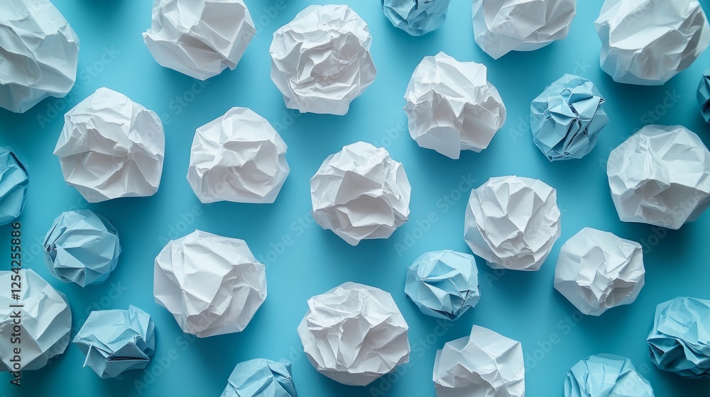 Crumpled paper balls forming a creative sculpture, symbolizing teamwork and innovation. Crumpled paper balls forming a creative sculpture, symbolizing teamwork and innovation.