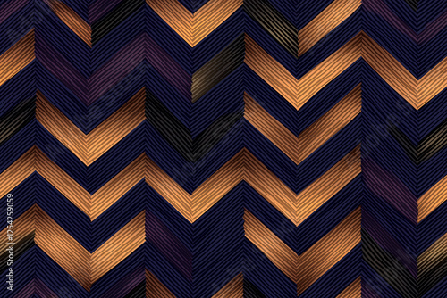 Seamless chevron wood pattern with dark purple and golden brown tones photo