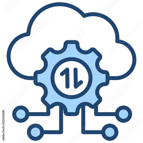 Cloud Computing Blue Icon