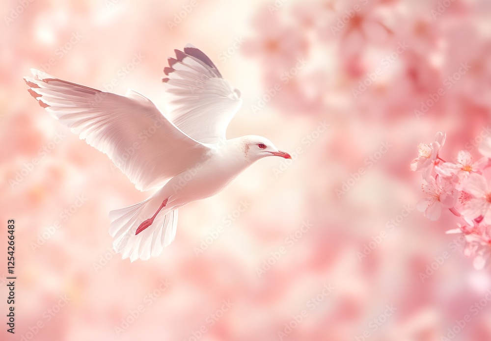 Obraz premium pink dove flying in the sky