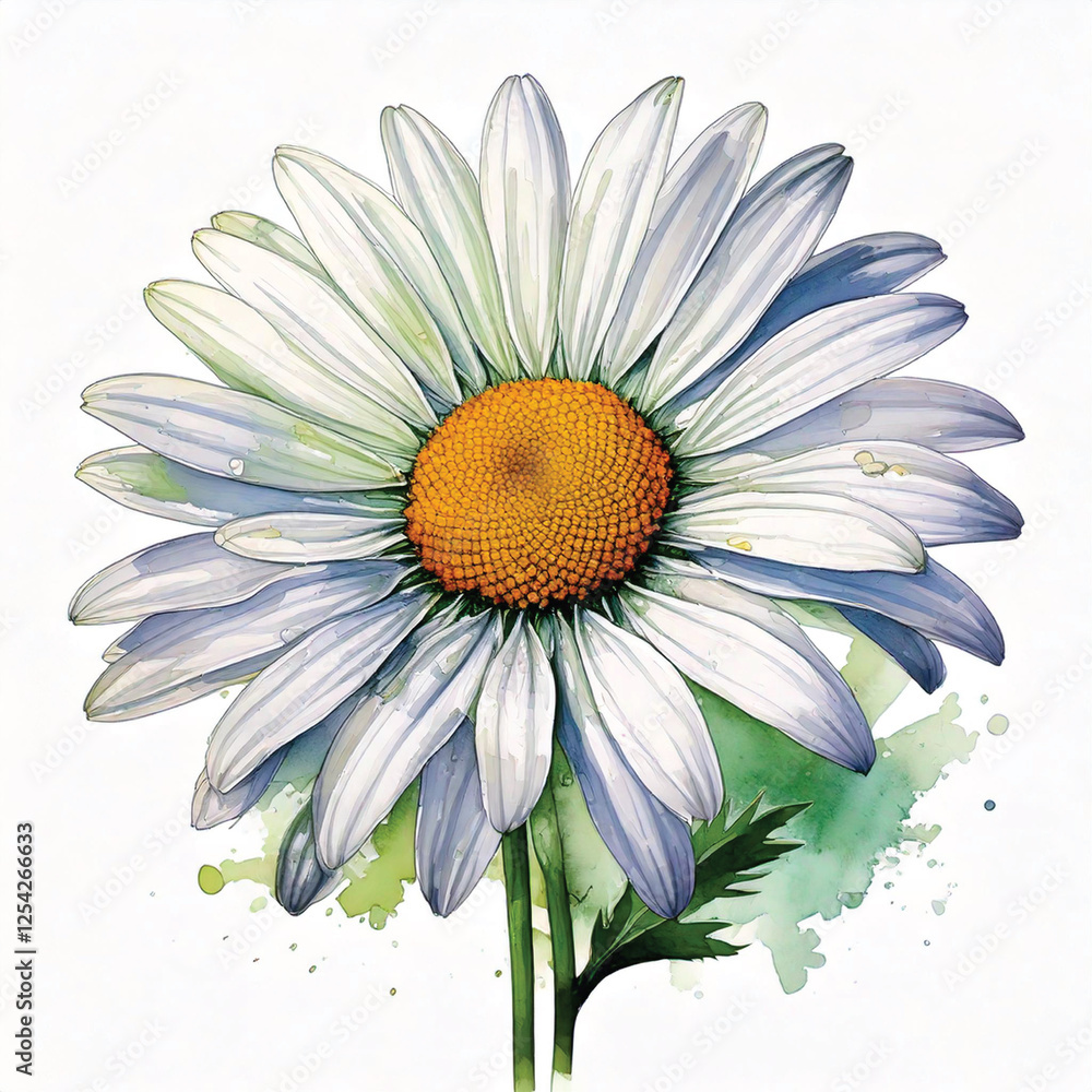 Beautiful watercolor illustrations of white daisies, featuring delicate floral details and a clean, isolated presentation Beautiful watercolor illustrations of white daisies, featuring delicate floral details and a clean, isolated presentation