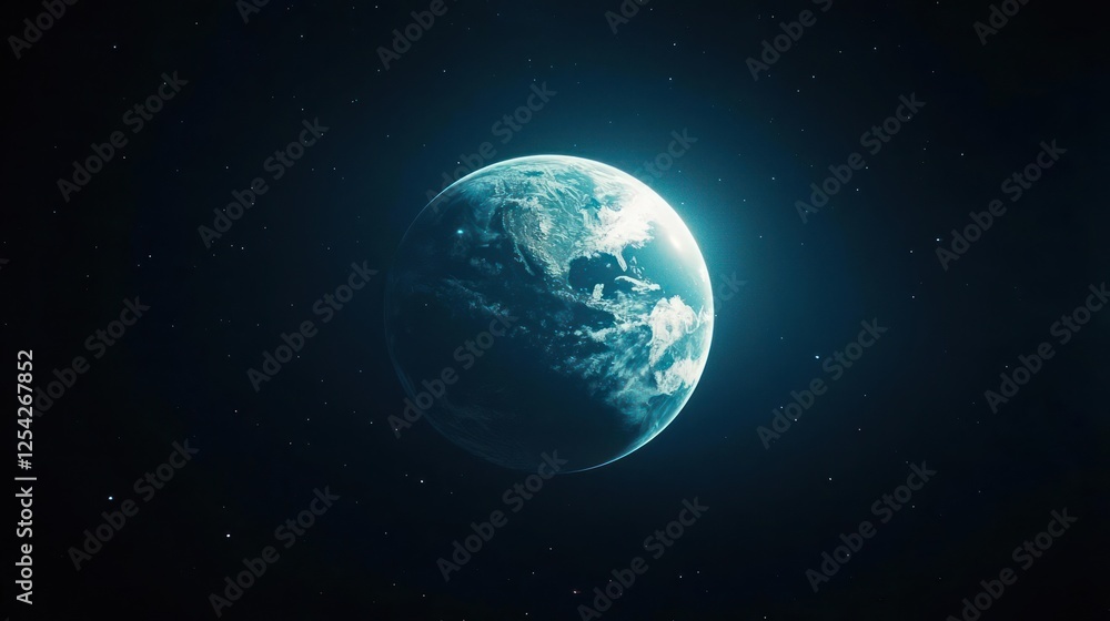 Fototapeta premium Pixelated Earth In Dark Space