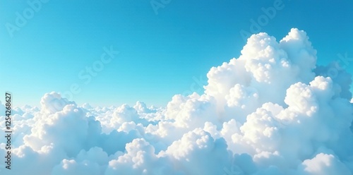 Soft white clouds emerging from a clear cerulean horizon, clouds, scenery