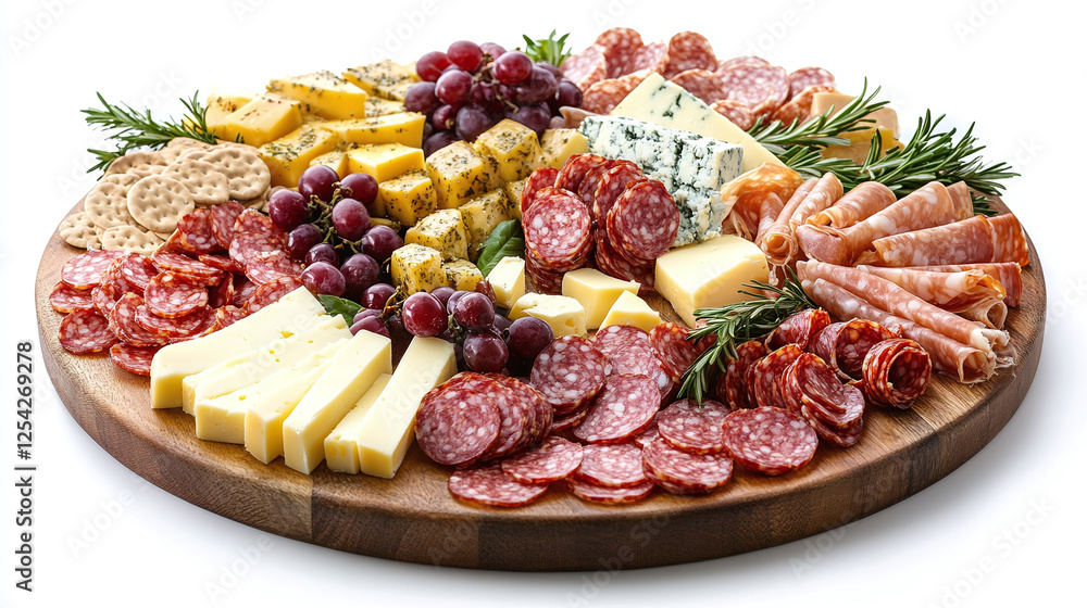 Cheese platter with assorted cheeses and salami isolated on white background. Cheese platter with assorted cheeses and salami isolated on white background.